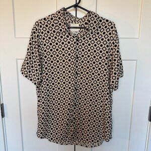 Denim & Flower Ricky Singh Men's Large Black & Beige Button Down Geometric Shirt